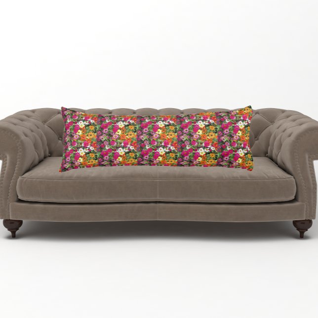 Zinnia Flower Garden Floral Pattern Body Cushion (In Situ)