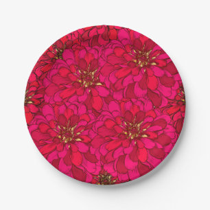 Zinnia Flower Paper Plate