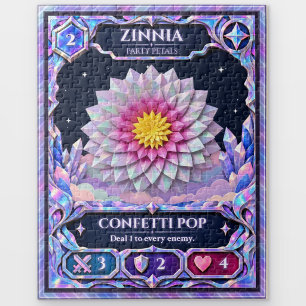 Zinnia Flower, Rainbow Foil Art Jigsaw Puzzle