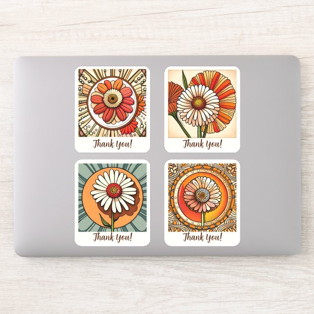 Zinnia Flowers Groovy Retro Personalised (Computer)