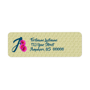Zinnia Flowers Monogram Initial A Address Return Address Label