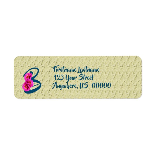 Zinnia Flowers Monogram Initial B Address  Return Address Label (Front)