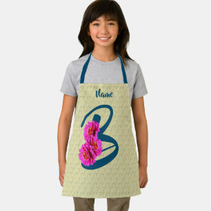 Zinnia Flowers Monogram Initial B Personalised Apron