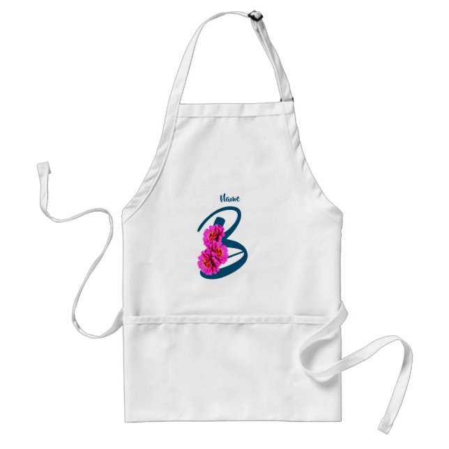 Zinnia Flowers Monogram Initial B Personalised Standard Apron (Front)