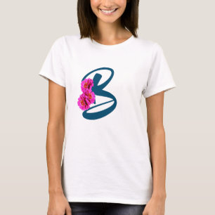 Zinnia Flowers Monogram Initial B T-Shirt