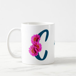 Zinnia Flowers Monogram Initial C Your Name Coffee Mug