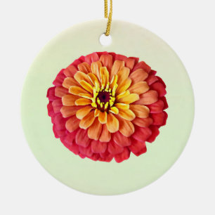 Zinnia in Shades of Orange Ceramic Ornament
