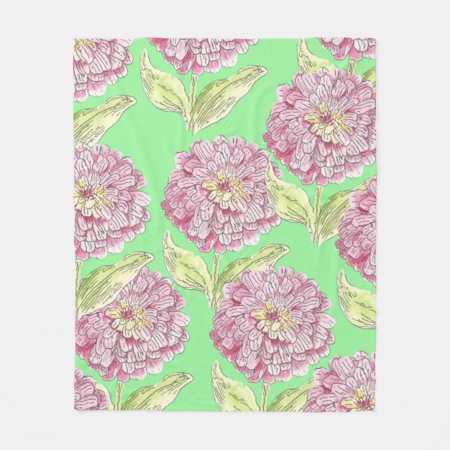 Zinnia Pattern Fleece Blanket (Front)