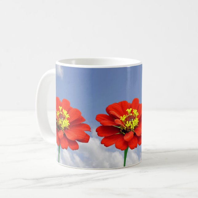 Zinnia red flowers Mug (Front Left)