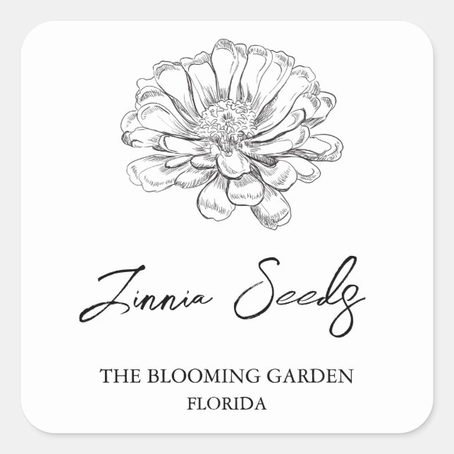 Zinnia Seeds label (Front)