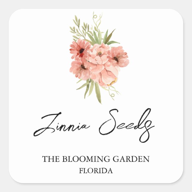 Zinnia Seeds label (Front)