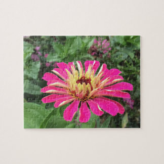 ZINNIA - Vibrant Pink and Cream - Jigsaw Puzzle