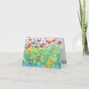 Zinnia Watercolor Thank You Note Card