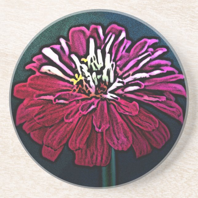 Zinnia Woodcut Coaster (Front)