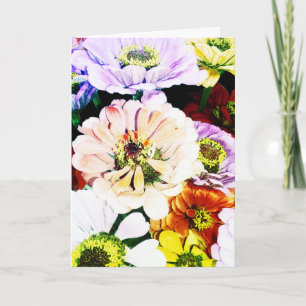 Zinnias Floral front Birthday Card