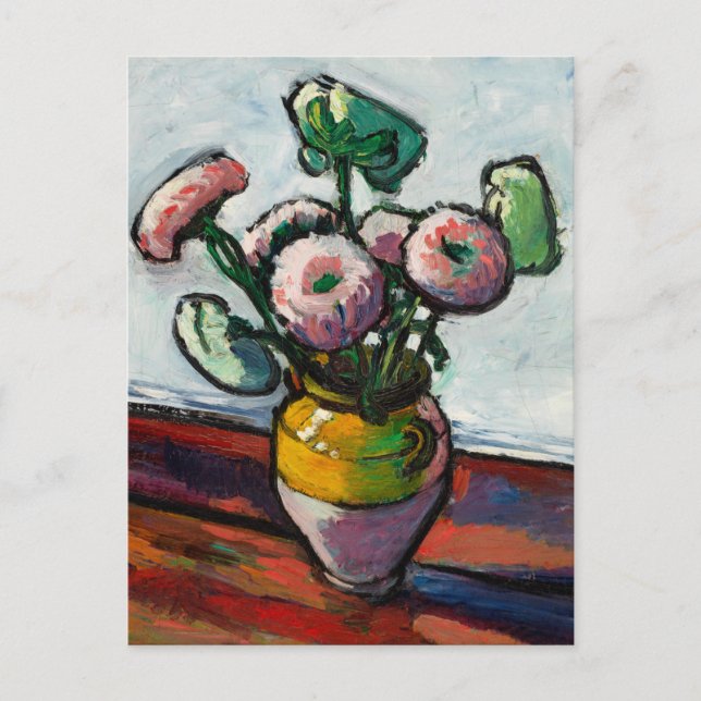 Zinnias Floral Painting Postcard (Front)