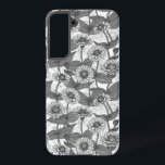 Zinnias, monochome on white samsung galaxy case<br><div class="desc">Hand- painted zinnia flowers vector pattern</div>