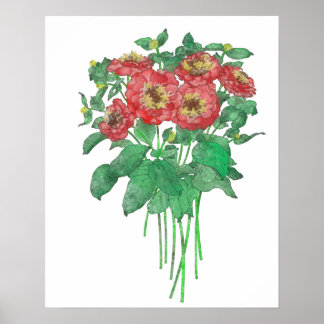 Zinnias Poster