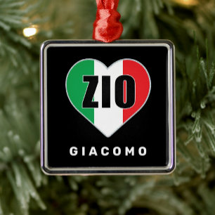 Zio Christmas Italian Flag Heart Ornament