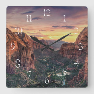 Zion Canyon National Park Square Wall Clock