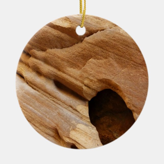 Zion Canyon Wall I Abstract Nature Photography Ceramic Ornament (Front)