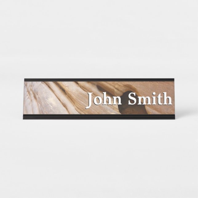 Zion Canyon Wall I Abstract Nature Photography Desk Name Plate (Front)