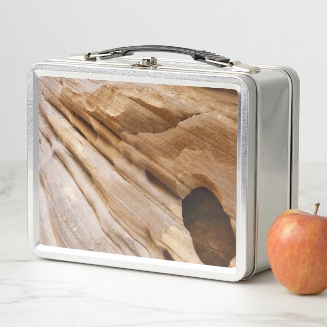 Zion Canyon Wall I Abstract Nature Photography Metal Lunch Box (In Situ)