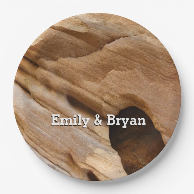 Zion Canyon Wall I Abstract Nature Photography Paper Plate (Front)