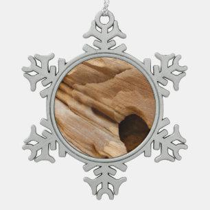 Zion Canyon Wall I Abstract Nature Photography Snowflake Pewter Christmas Ornament