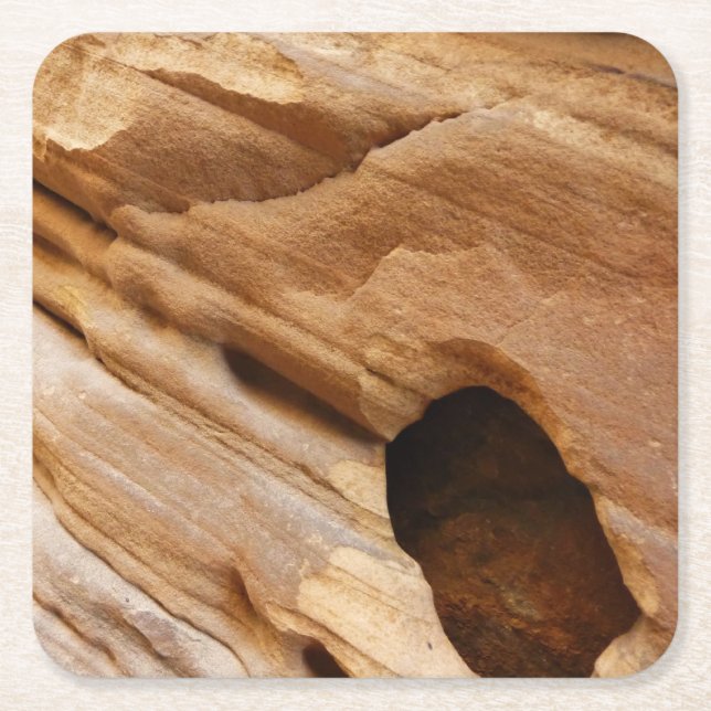Zion Canyon Wall I Abstract Nature Photography Square Paper Coaster (Front)