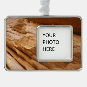Zion Canyon Wall II Red Rock Abstract Photography Silver Plated Framed Ornament