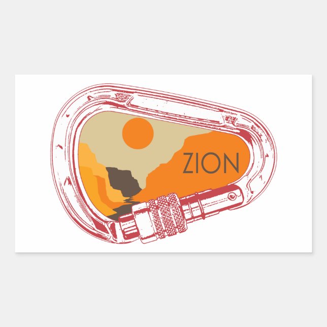 Zion Climbing Carabiner Rectangular Sticker (Front)