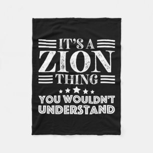 Zion First Name Personal Birthday Fathers Day Men Fleece Blanket