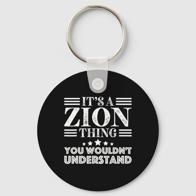 Zion First Name Personal Birthday Fathers Day Men  Key Ring (Front)