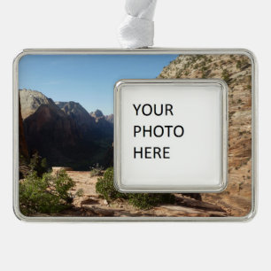 Zion from Angels Landing Trail Silver Plated Framed Ornament