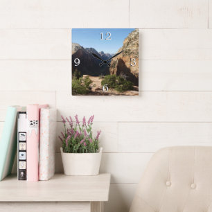 Zion from Angels Landing Trail Zion National Park Square Wall Clock