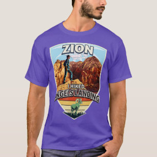 Zion I Hiked Angels Landing Hiker and Bighorn Shee T-Shirt
