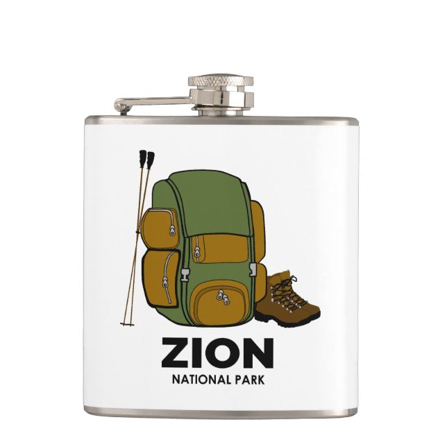Zion National Park Backpack Hip Flask (Front)