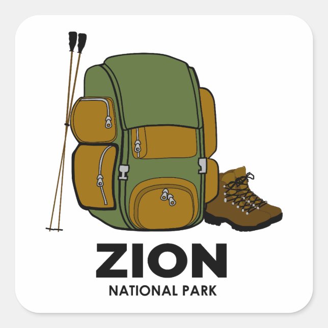 Zion National Park Backpack Square Sticker (Front)