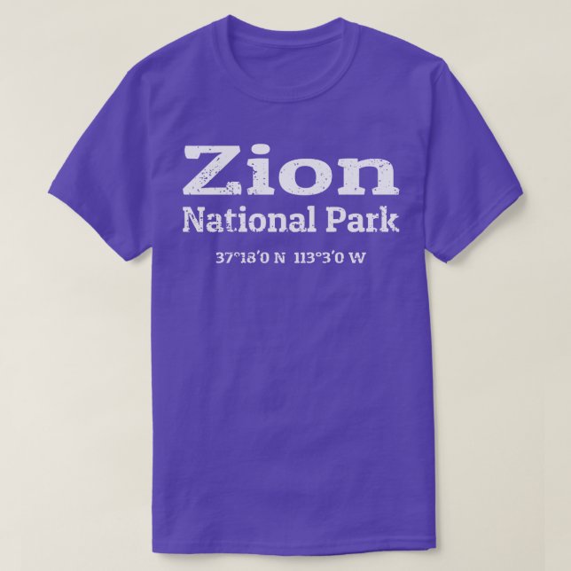 Zion National Park Coordinates 1 T-Shirt (Design Front)
