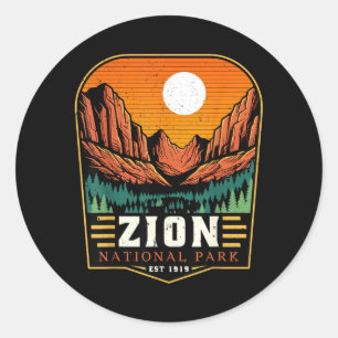 Zion National Park Est 1919 Sate of Utah Trekking Classic Round Sticker