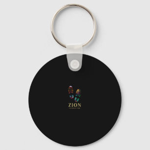 Zion National Park Hike Hiking Boot Print Vacation Key Ring