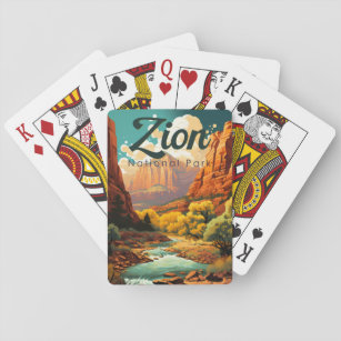 Zion National Park Illustration Retro Playing Cards