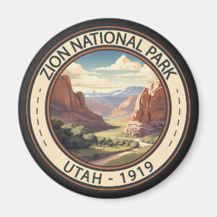 Zion National Park Illustration Travel Art Magnet