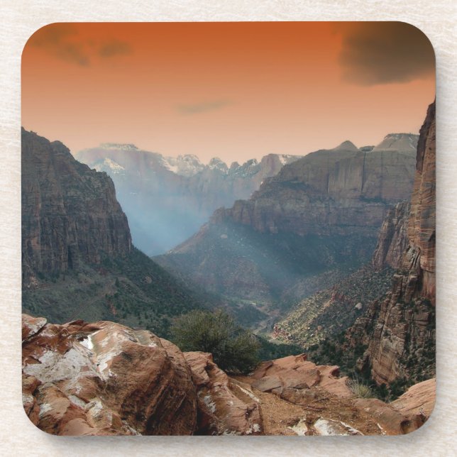 Zion National Park Mountains Landscape Coaster (Front)