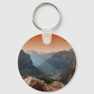 Zion National Park Mountains Landscape Key Ring