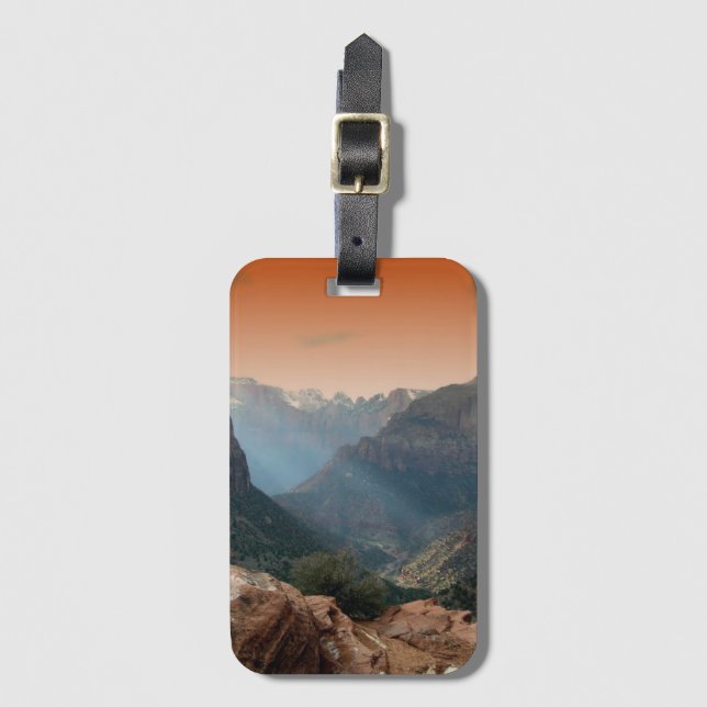 Zion National Park Mountains Landscape Luggage Tag (Front Vertical)