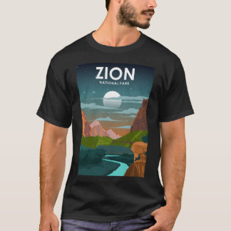 Zion National Park Night Sky Stars Vintage Travel T-Shirt
