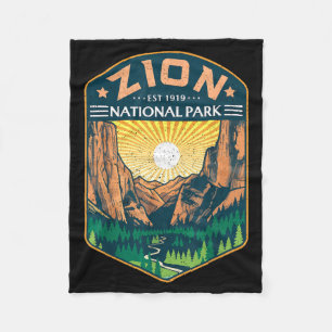 Zion National Park Outdoor Retro Vintage Utah Fleece Blanket