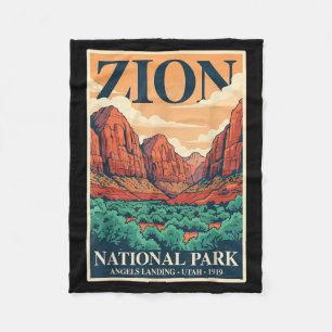 Zion National Park Outdoors Angels Landing Utah Fleece Blanket